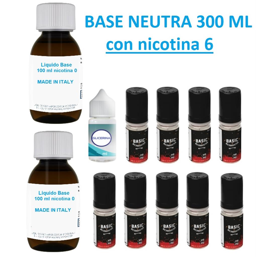 Base Neutra 300 ml nicotina 6 - - Basi neutre e liquidi per le sigarette  elettroniche